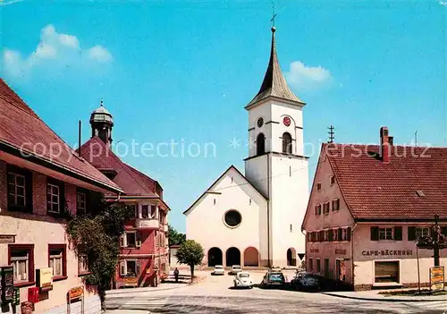 AK / Ansichtskarte Lenzkirch Hauptstrasse St Nikolauskirche Rathaus Cafe Baeckerei Kurort Schwarzwald Kat. Lenzkirch