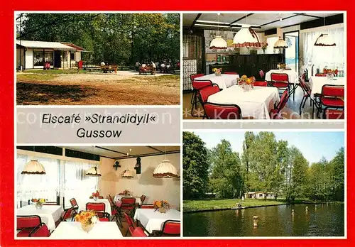 AK / Ansichtskarte Gussow Eiscafe Strandidyll Gastraeume Seepanorama Kat. Heidesee