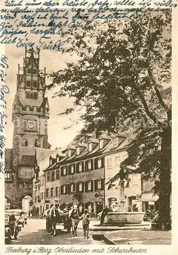 AK / Ansichtskarte Freiburg Breisgau Oberlinden Schwabentor Kat. Freiburg im Breisgau