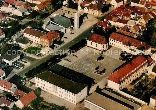 AK / Ansichtskarte Hassloch Pfalz Schillerschule Lutherkirche St Gallus Kirche Schwesternhaus Rathaus Fliegeraufnahme Kat. Hassloch