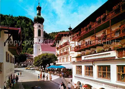 AK / Ansichtskarte Reit Winkl Dorfstrasse mit Hotel Unterwirt Kirche Kat. Reit im Winkl