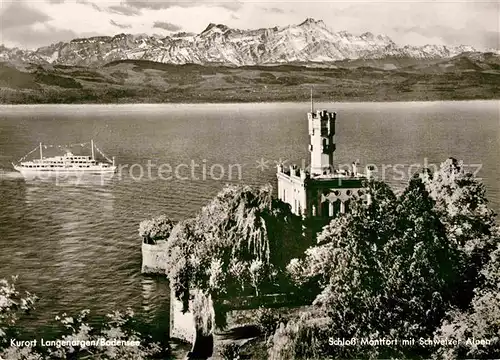 AK / Ansichtskarte Langenargen Bodensee Schloss Montfort am See mit Schweizer Alpen Kat. Langenargen