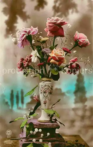 AK / Ansichtskarte Foto PC Paris Nr. 111 Rosen Vase Mistel  Kat. Fotografie