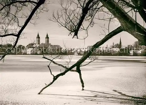 AK / Ansichtskarte Bad Waldsee Stadtsee im Winterkleid Kat. Bad Waldsee