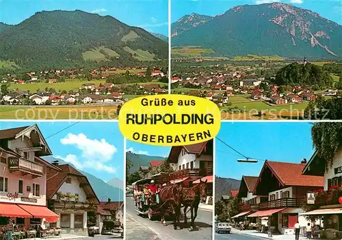 AK / Ansichtskarte Ruhpolding Panorama Luftkurort Wintersportplatz Bayerische Alpen Ortsmotive Pferdewagen Kat. Ruhpolding