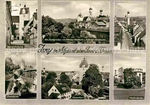 AK / Ansichtskarte Isny Allgaeu Wassertorturm Stadtgraben Blaserturm Hafendeckel Diebsturm Kat. Isny im Allgaeu