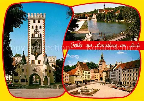 AK / Ansichtskarte Landsberg Lech Kirche Turm Hauptplatz Kat. Landsberg am Lech