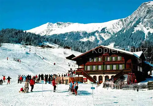 AK / Ansichtskarte Lenk Simmental Pension Sunnestuebli Skilift Mauren Skischule Sammelplatz Kat. Lenk Simmental