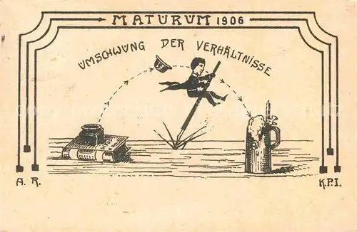 AK / Ansichtskarte Darmstadt Maturum 1906 Karikatur Kat. Darmstadt