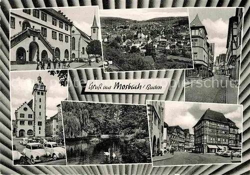 AK / Ansichtskarte Mosbach Baden Panorama Rathaus Gasse Schwanenteich Kat. Mosbach