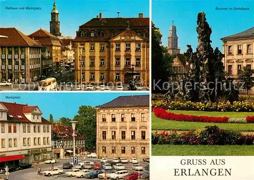 AK / Ansichtskarte Erlangen Rathaus Marktplatz Brunnen Schlosspark  Kat. Erlangen