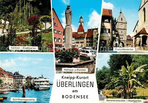 AK / Ansichtskarte ueberlingen Bodensee Kakteen Stadtgarten Rathaus Muenster Franziskanertor Hafen Kat. ueberlingen