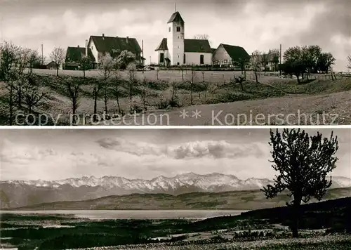 AK / Ansichtskarte Oberhomberg Kirche Bodensee Alpenpanorama Kat. Deggenhausertal