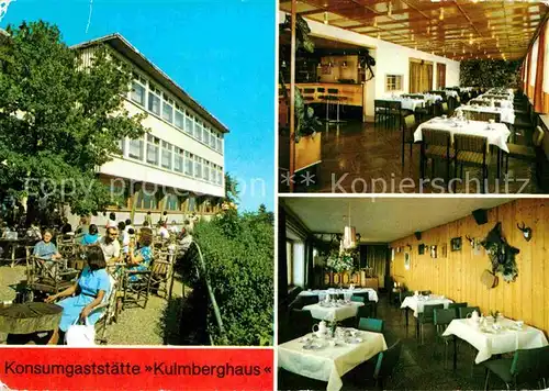 AK / Ansichtskarte Saalfeld Saale Konsum Gaststaette Kulmberghaus Gnomenbar Jaegerstube Kat. Saalfeld