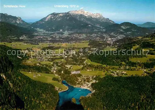 AK / Ansichtskarte Koenigsee Berchtesgaden mit Schlafende Hexe und Untersberg Berchtesgadener Alpen Fliegeraufnahme