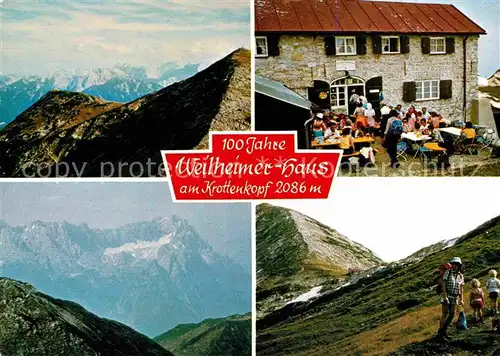 AK / Ansichtskarte Kruen 100 Jahre Weilheimer Haus am Krottenkopf Bayerische Voralpen Wandern Kat. Kruen