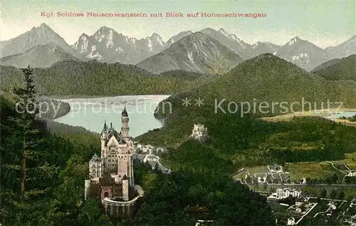 AK / Ansichtskarte Fuessen Allgaeu Neuschwanstein Hohenschwangau Panorama Kat. Fuessen