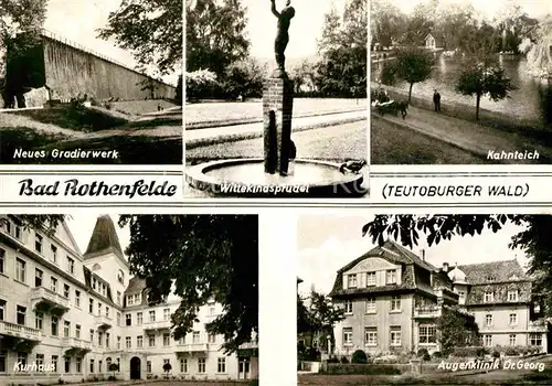 AK / Ansichtskarte Bad Rothenfelde Gradierwerk Wittekindsprudel Kahnteich Kurhaus Augenklinik Dr Georg Kat. Bad Rothenfelde