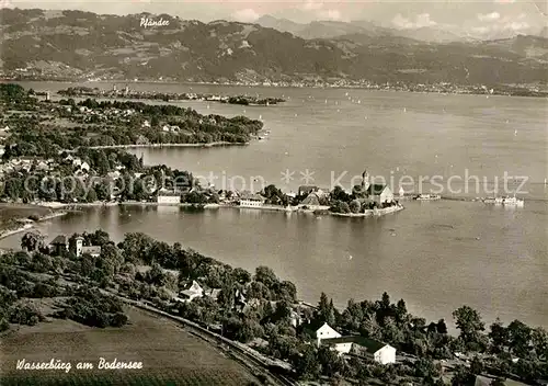 AK / Ansichtskarte Wasserburg Bodensee mit Pfaender Alpenpanorama Fliegeraufnahme Kat. Wasserburg (Bodensee)