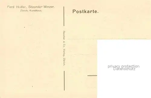 AK / Ansichtskarte Hodler Ferdinand Sitzender Winzer  Kat. Kuenstlerkarte