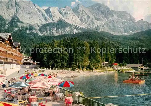 AK / Ansichtskarte Eibsee Eibseehotel und Pavillon mit Riffelwand und Zugspitze Kat. Grainau