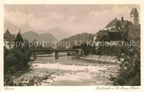 AK / Ansichtskarte Fuessen Allgaeu Lechbruecke Sankt Mang Kloster Kat. Fuessen