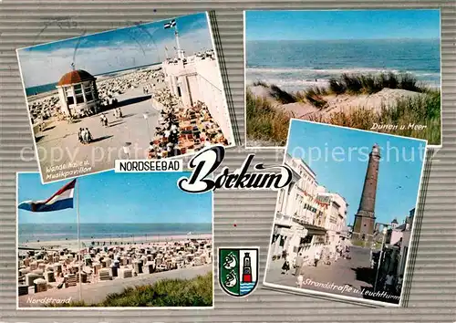 AK / Ansichtskarte Borkum Nordseebad Strandstrasse Leuchtturm Wandelhalle Musikpavillon  Kat. Borkum