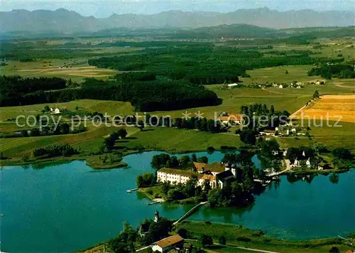 AK / Ansichtskarte Seeon Klostersee Inselschloss Kloster Seeon Fliegeraufnahme