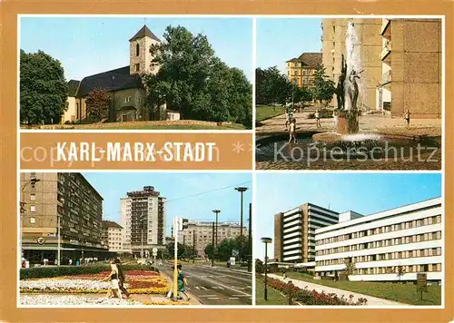 AK / Ansichtskarte Karl Marx Stadt Johanniskirche Brunnen mit Plastik Jugend Thaelmann Str Bezirkskrankenhaus Kat. Chemnitz