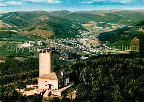 AK / Ansichtskarte Kirchhundem Aussichtsturm Hohe Bracht Fliegeraufnahme Kat. Kirchhundem Hochsauerland