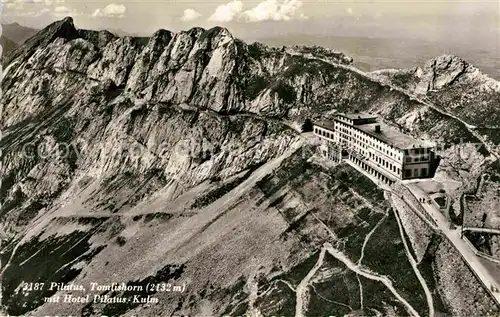 AK / Ansichtskarte Pilatus Kulm mit Hotel Pilatus Kulm Fliegeraufnahme Kat. Pilatus Kulm