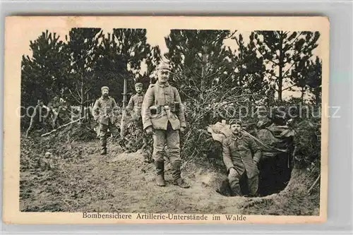 AK / Ansichtskarte Militaria WK1 Bombensichere Unterstaende im Walde Kat. WK1
