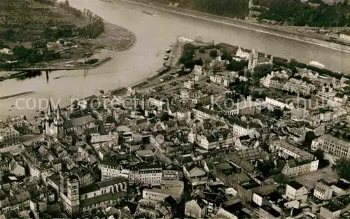 AK / Ansichtskarte Koblenz Rhein Zusammenfluss mit Mosel Fliegeraufnahme Kat. Koblenz