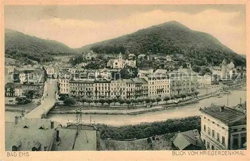 AK / Ansichtskarte Ems Bad Blick vom Kriegerdenkmal Kat. Bad Ems