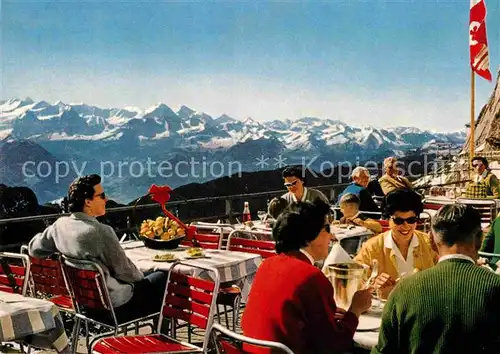 AK / Ansichtskarte Pilatus Kulm Hotel Terrasse mit Berner Alpenblick Kat. Pilatus Kulm