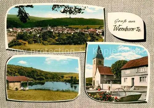 AK / Ansichtskarte Wernborn Panorama Fischweiher Kirche  Kat. Usingen