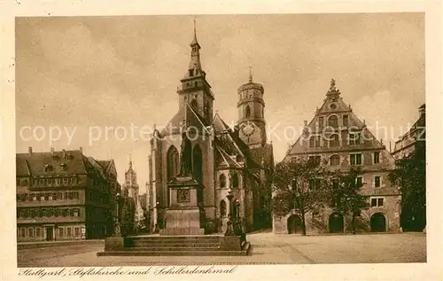 AK / Ansichtskarte Stuttgart Stiftskirche Schillerdenkmal Kat. Stuttgart