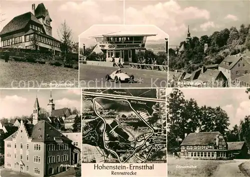 AK / Ansichtskarte Ernstthal Berggasthof Rennstrecke Rathaus Kirche Kat. Lauscha Rennsteig