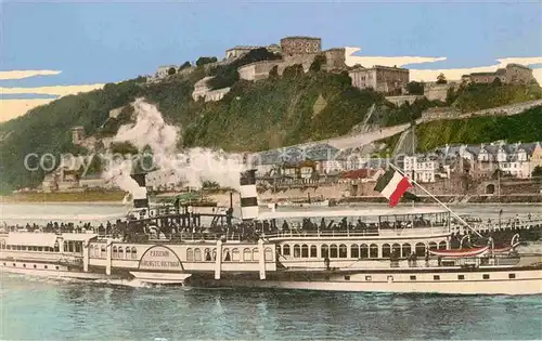 AK / Ansichtskarte Koblenz Rhein Personenschiff Kaiserin Victoria Auguste Ehrenbreitstein Kat. Koblenz