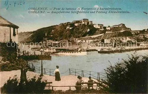 AK / Ansichtskarte Koblenz Rhein Festung Ehrenbreitstein Schiffsbruecke Kat. Koblenz