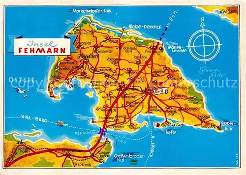 AK / Ansichtskarte Insel Fehmarn Landkarte Kat. Fehmarn