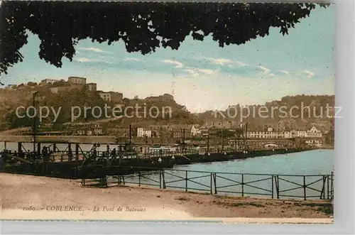 AK / Ansichtskarte Koblenz Rhein Schiffsbruecke Festung Ehrenbreitstein Kat. Koblenz