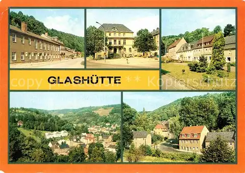 AK / Ansichtskarte Glashuette Sachsen Kulturhaus Ingenieurschule Markt Teilansicht Luchauer Strasse Kat. Glashuette Sachsen