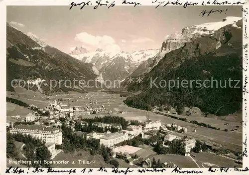 AK / Ansichtskarte Engelberg OW Fliegeraufnahme mit Spannoerter und Titlis Kat. Engelberg