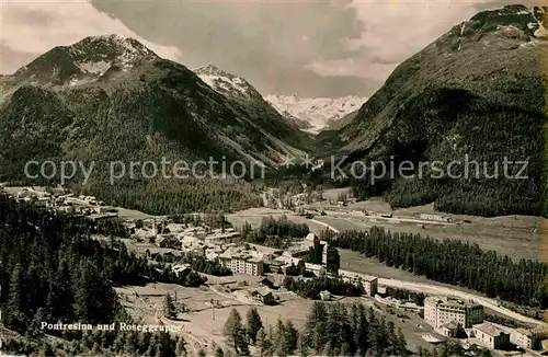 AK / Ansichtskarte Pontresina Panorama mit Roseggruppe Kat. Pontresina