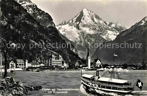 AK / Ansichtskarte Flueelen UR Vierwaldstaettersee Dampfer Bristenstock Glarner Alpen Kat. Flueelen