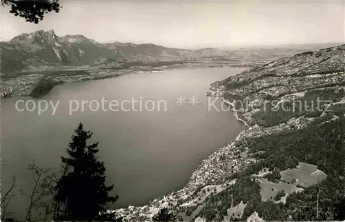 AK / Ansichtskarte Beatenberg Panorama Blick auf Merligen Gunten Thunersee Stockhorn Kat. Beatenberg