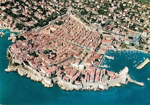 AK / Ansichtskarte Dubrovnik Ragusa Fliegeraufnahme mit Hafen Kat. Dubrovnik