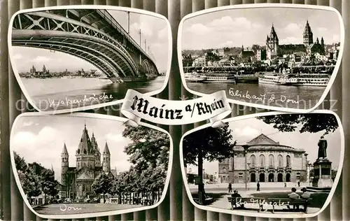 AK / Ansichtskarte Mainz Rhein Bruecke Dom Theater