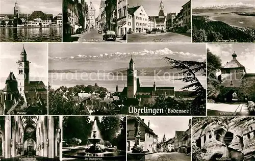 AK / Ansichtskarte ueberlingen Bodensee Schifflaende Muenster Stadtgarten ueberlinger See Inneres des Muensters Kat. ueberlingen